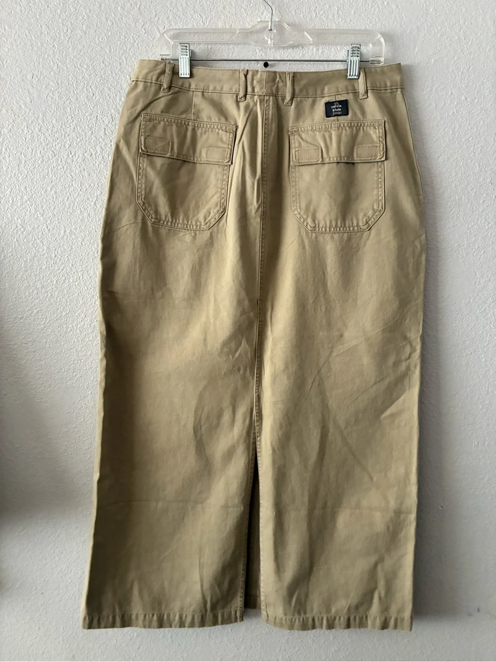 VTG 90s CK JEANS 13 Calvin Klein Khaki Utility Cargo Skirt 💯 Cotton EUC